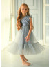 Cap Sleeve Lace Tulle Flower Girl Dress